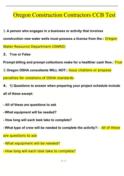 oregon ccb test questions